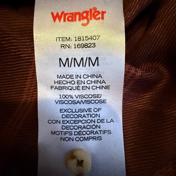 Wrangler Plaid Peasant Blouse Brown Size M NWT - Picture 12 of 13